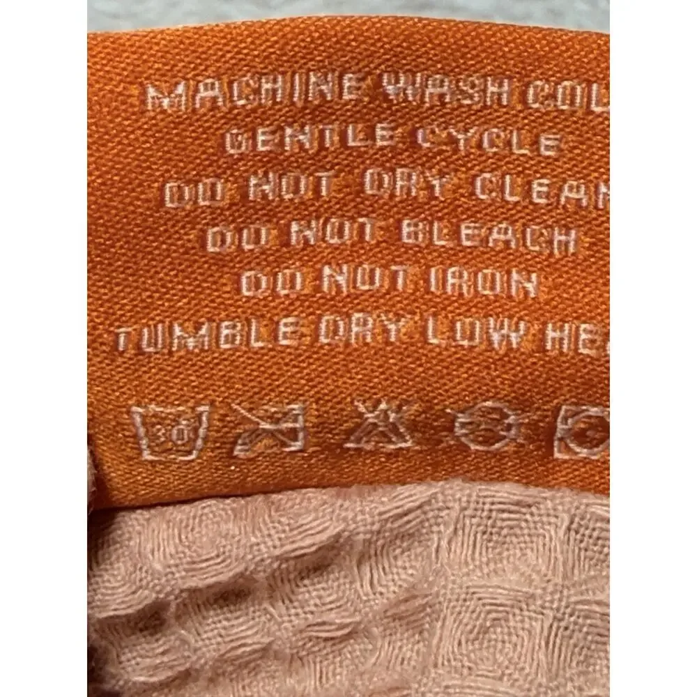 Negative Space Waffle Knit Button Down Camp Shirt Tan Peach Resort Men's Sz Sm